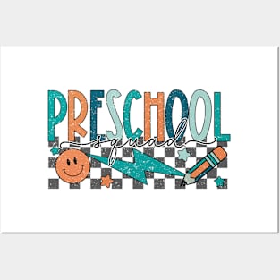 Preschool Squad Preschool Team Retro Groovy Back To School Posters and Art